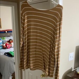 Striped Tan Long Sleeve Top